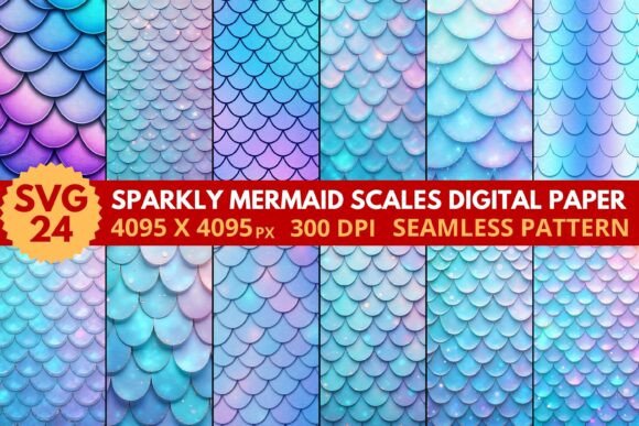 Download Sparkly Mermaid Scales Digital Paper - Digital paper Collection