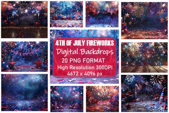 Download 4th of July Fireworks Digital Backdrop - Digital backdrop Collection