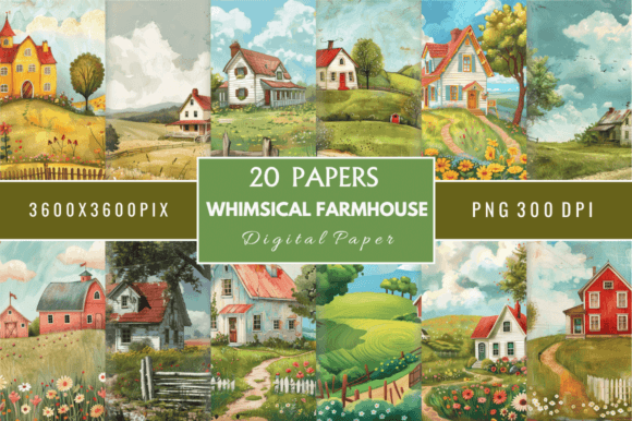 Download Whimsical Farmhouse Digital Paper Bundle - Digital paper Collection