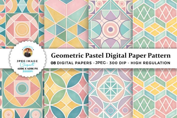 Download Geometric Pastel Digital Paper Pattern - Digital paper Collection