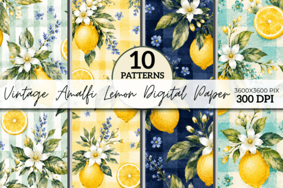 Download Vintage Amalfi Lemon Digital Paper - Digital paper Collection