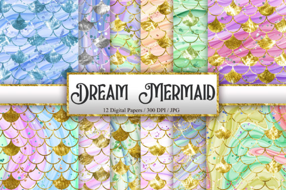 Download Dream Mermaid Digital Papers - Digital paper Collection