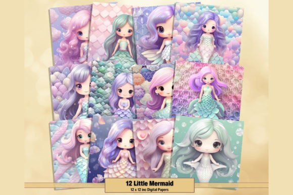 Download Little Pastel Mermaid Digital Papers - Digital paper Collection