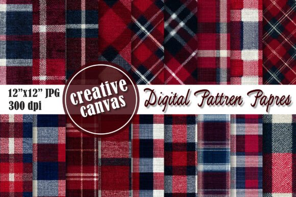 Download Red Navy Plaid Digital Paper Bundle - Digital paper Collection