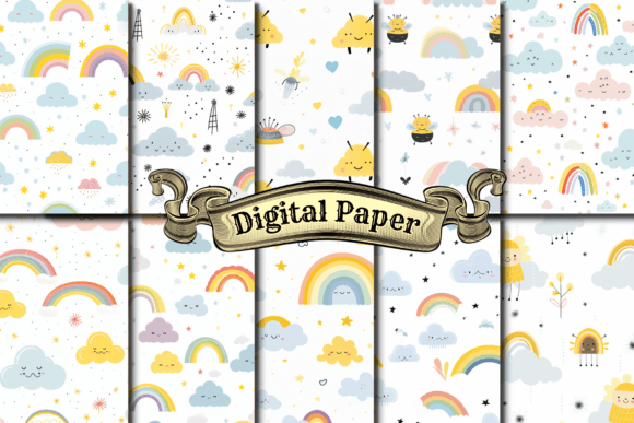 Download Rainbow Pastel Digital Papers - Digital paper Collection