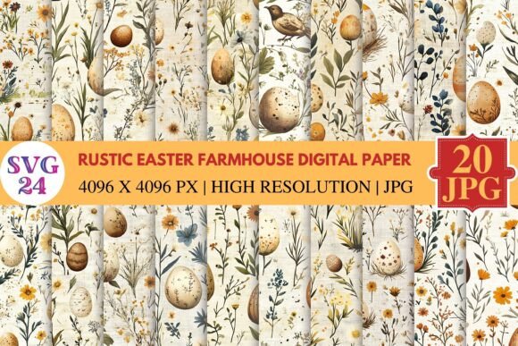 Download Rustic Easter Farmhouse Digital Paper - Digital paper Collection
