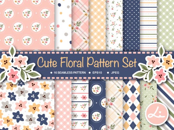 Download Cute Floral Digital Papers Set - Digital paper Collection